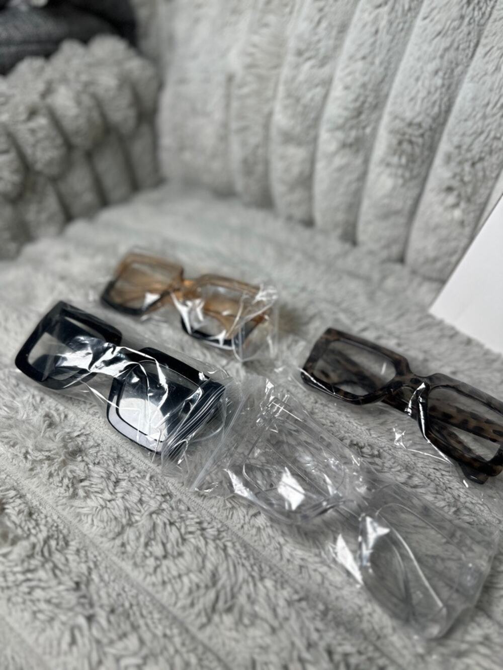 4 Pack Womens Oversized Square Fashion Glasses Clear Lens Leopard Black Ombre